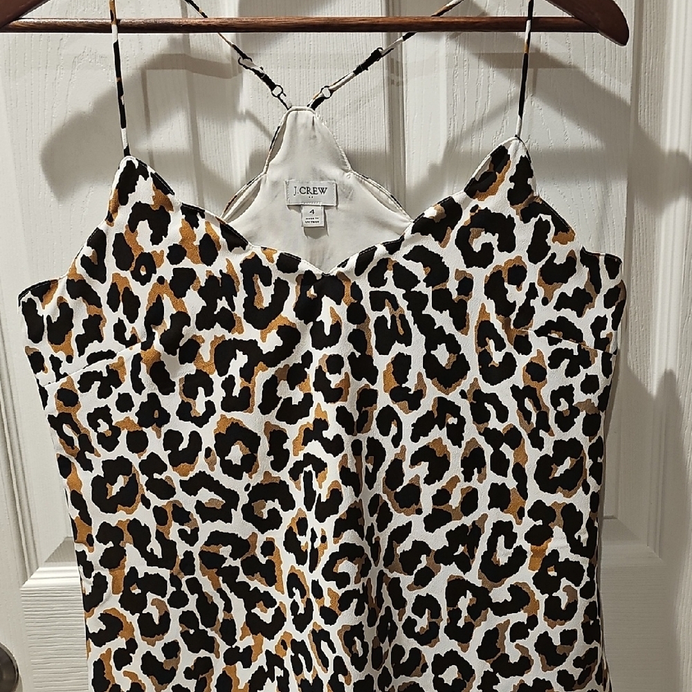 J. Crew Black and Cream Crop Scallopped Trim Camisole